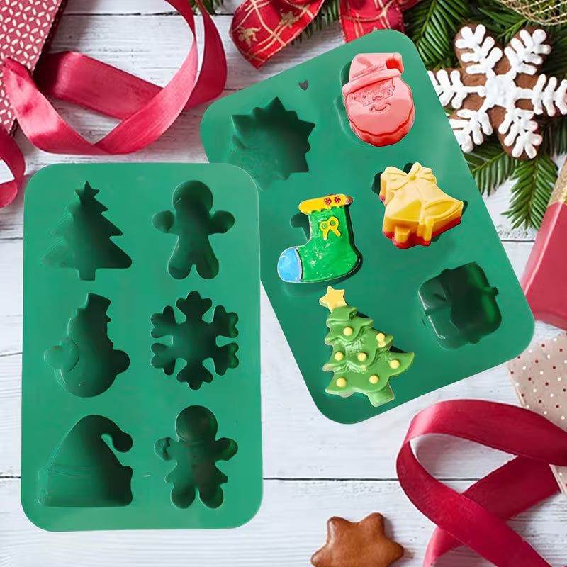 DIY Form Seifenform Gießform Silikonform 6-Mulden Weihnachtliche Silikonform in hellrosa