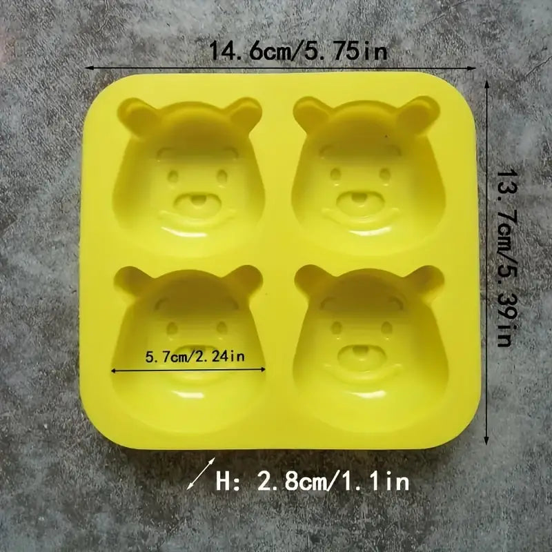 Silikon-Seifenform Bären – 4 Mulden in Gelb
