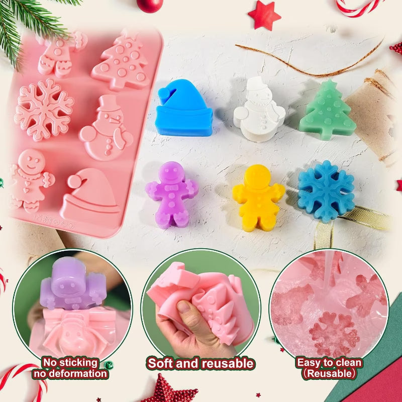 DIY Form Seifenform Gießform Silikonform 6-Mulden Weihnachtliche Silikonform in grün