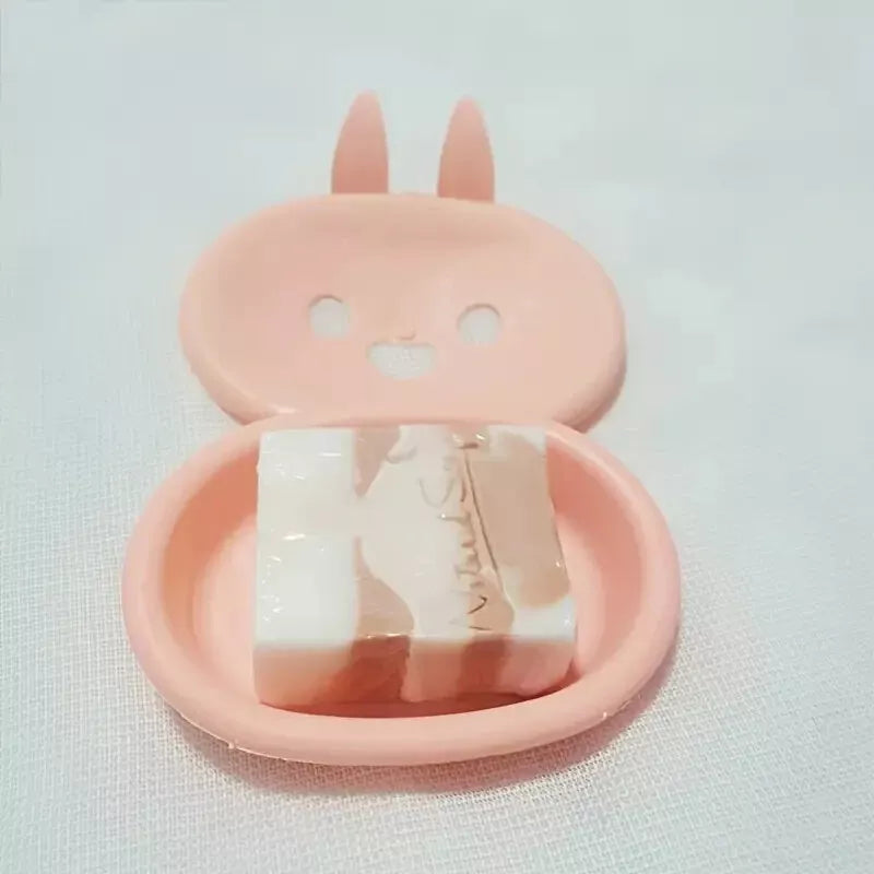 Niedliche Cartoon-Hase Seifenschale Kreativer Seifenhalter für Kinder in pink