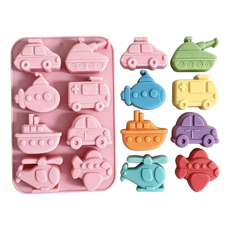 Silikonform Fahrzeuge – 8 Mulden, Pink