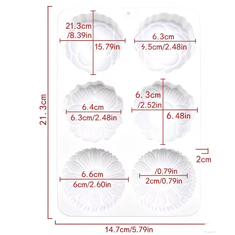 DIY Form Silikonform Seifenform Gießform 6-Mulden Blumen in weiß