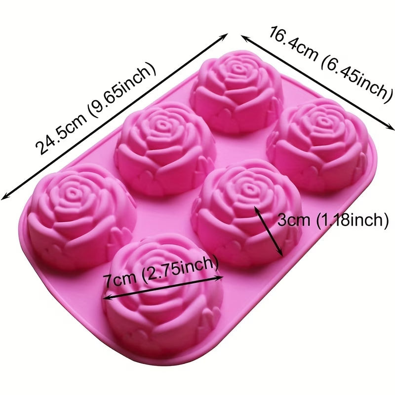 Silikon-Seifenform Rosen – 6 Mulden in Rosa