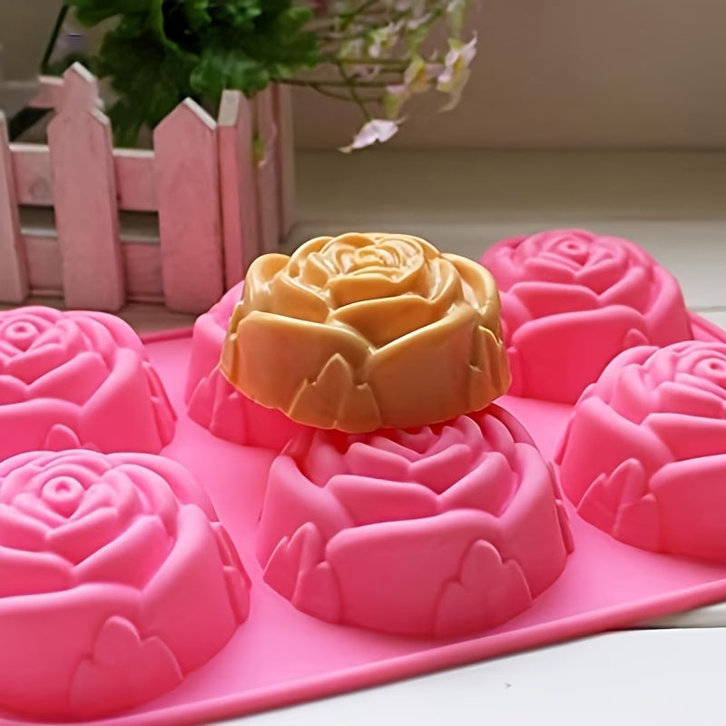 Silikon-Seifenform Rosen – 6 Mulden in Rosa