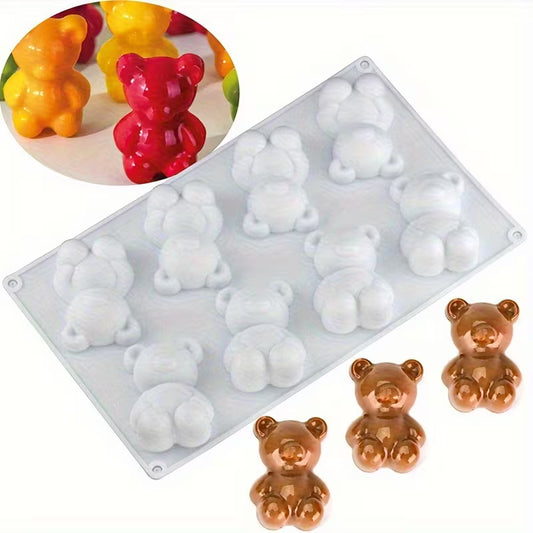 Silikonform Teddybären – 8 Mulden, Weiß