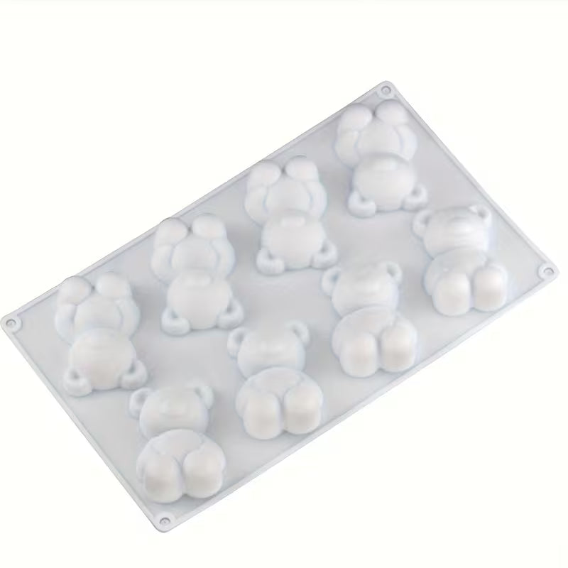 Silikon-Seifenform Teddybär – 8 Mulden in Weiß