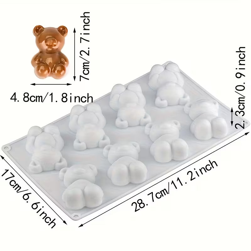 Silikon-Seifenform Teddybär – 8 Mulden in Weiß