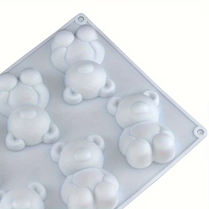 Silikon-Seifenform Teddybär – 8 Mulden in Weiß