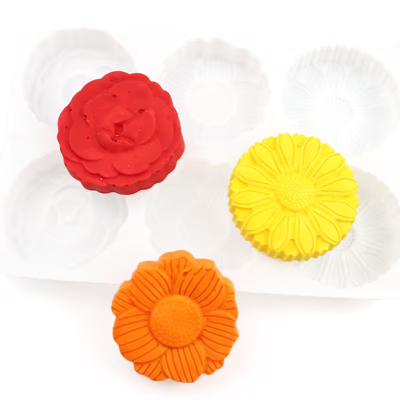 DIY Form Silikonform Seifenform Gießform 6-Mulden Blumen in weiß