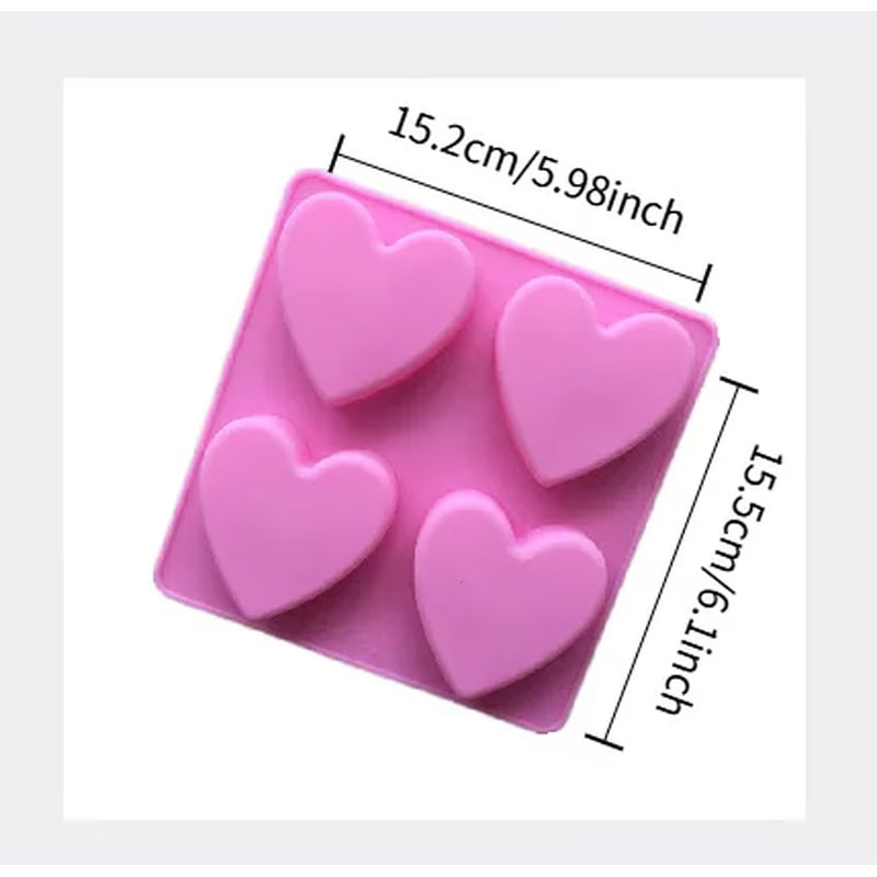 Silikon-Seifenform Herzen – 4 Mulden in Rosa