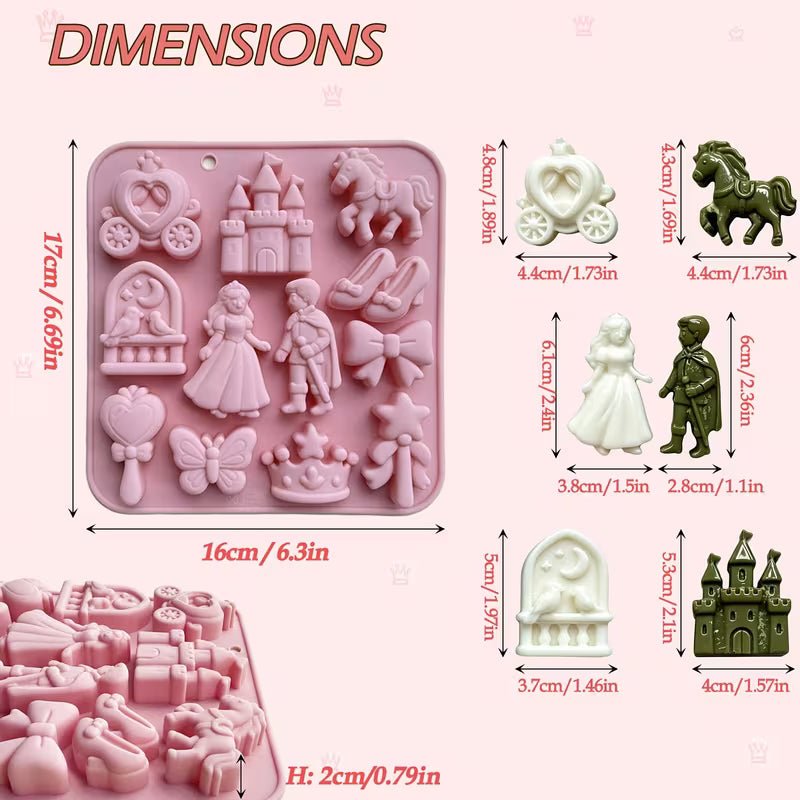 Silikon-Seifenform Märchenprinzessin – 12 Mulden in Hellrosa