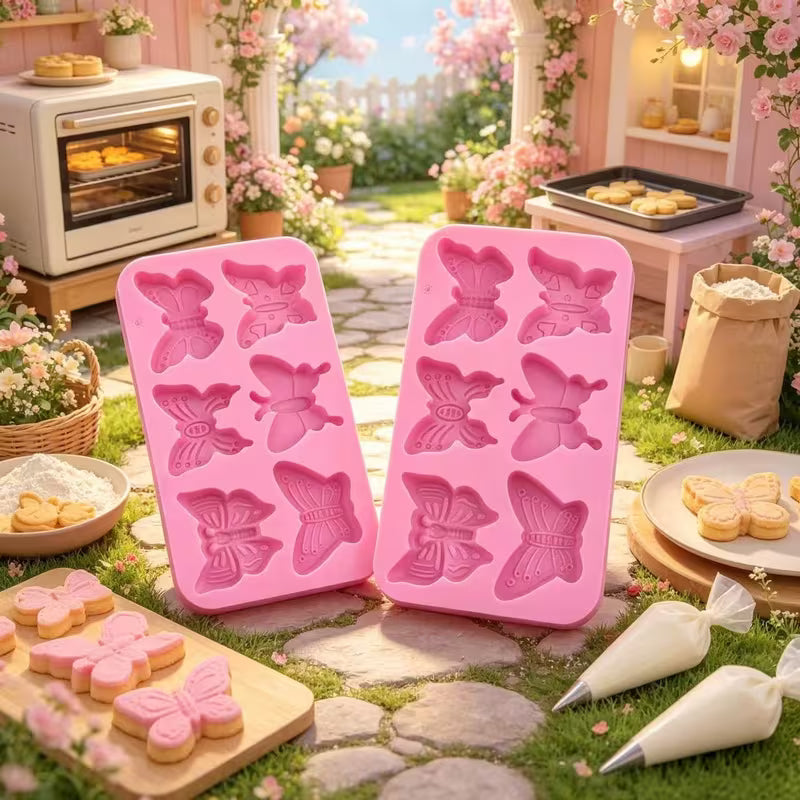 Silikon-Seifenform Schmetterlinge – 6 Mulden in Pink