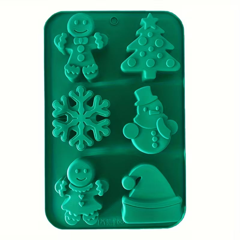 Weihnachtliche Silikonform – 6 Mulden, Grün