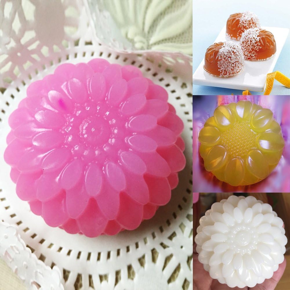 Gießform Silikonform Seifenform DIY Form 6- Mulden Sonnenblumen Design in pink