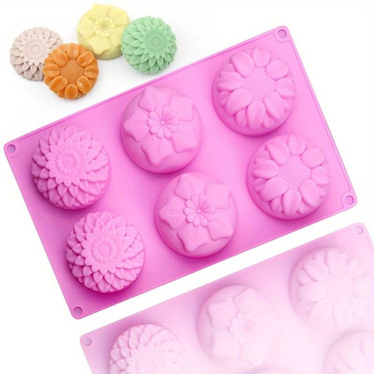 Silikonform Sonnenblumen – 6 Mulden, Pink